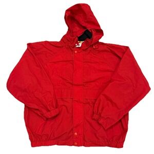 California Outerwear Red Windbreaker Men's 2X Hooded Jacket 90s
